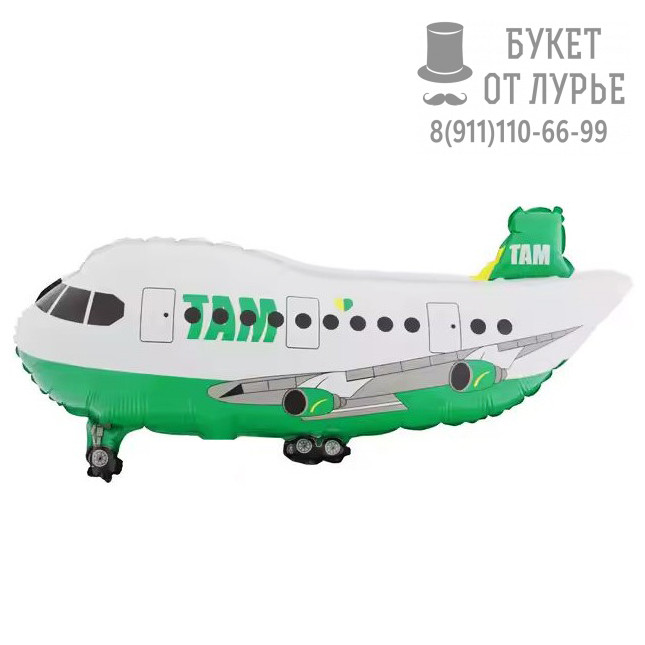 Фольгированный Шар №37 (79 см) Зеленый Самолет