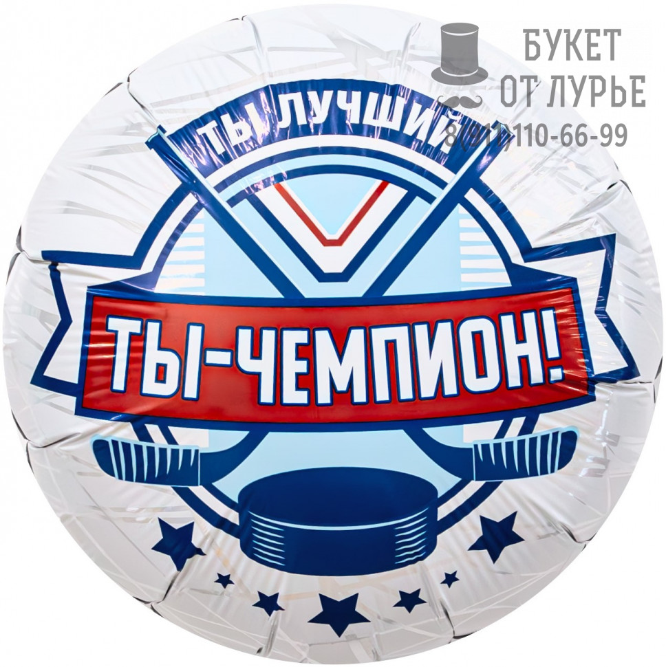 Фольгированный шар Шар №1486 (46 см) "Ты Хоккейный Чемпион"