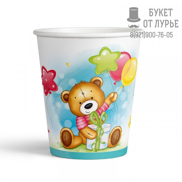 Стаканы бумажные "Мишка" 6 шт