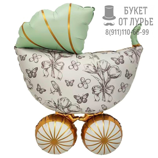 Фольгированный шар №268 (91 см) "Коляска Ретро"