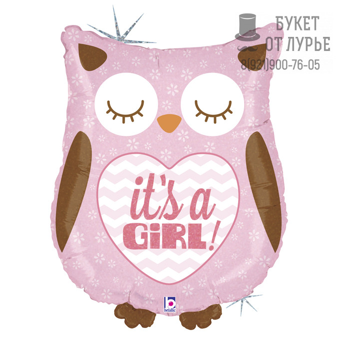 Фольгированный шар № 1401 "Сова. Это девочка"